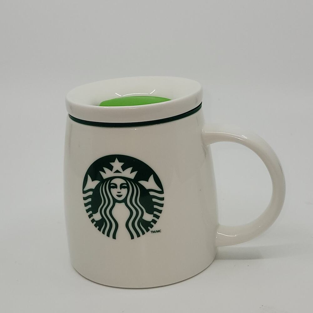 2011 Starbucks White Travel Chubby Mug Ceramic Cup Silicone Lid Siren